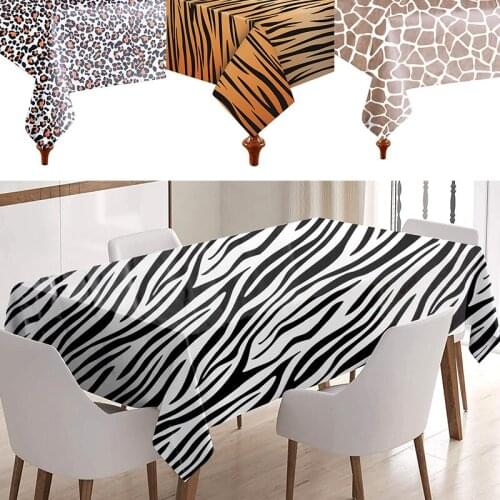 Leopard Zebra Animals Disposable Table Cloth Happy Birthday Wedding Party Baby Shower Theme Decor Table Cover Supplies