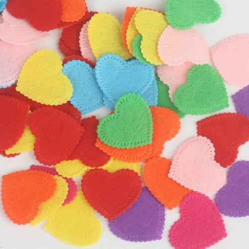 Hot! 100Pcs/lot 20x25mm Random Mixed Color Heart Felt Fabric Thickness Polyester Cloth Felts DIY For Sewing Crafts Wholesale