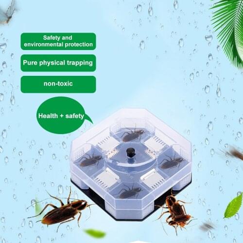 Cockroach Trap with Baits Insect Pest Killer Plastic Reusable Non-Toxic Bug Roach Catcher with Four-door Safe and Sanitary