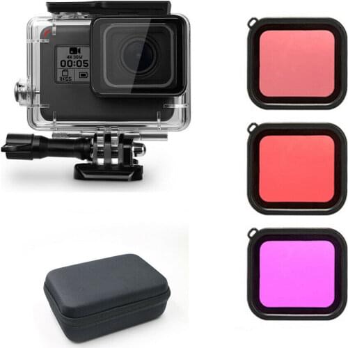 Dive Filters Kit Lens Filter Red Pink Purple Waterproof Housing Bag for GoPro HERO 5 6 7 Black Accessories
