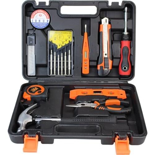 16pcs Hand Tools Set Home use Tool Kits Electrotechnical Tool Case Wood working Tools Plier Hammer Precision Screwdriver HTS017