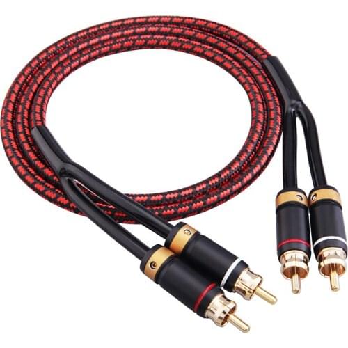 Oxygen-free copper HIFI double lotus monster two-to-two audio line fever grade CD amplifier red and white double RCA signal line