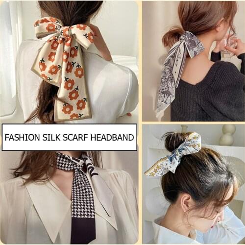 Silk Scarf Women Fashion Bandana Spring Head Hair Tie Band Ladies Summer Printing Designer Neckerchief