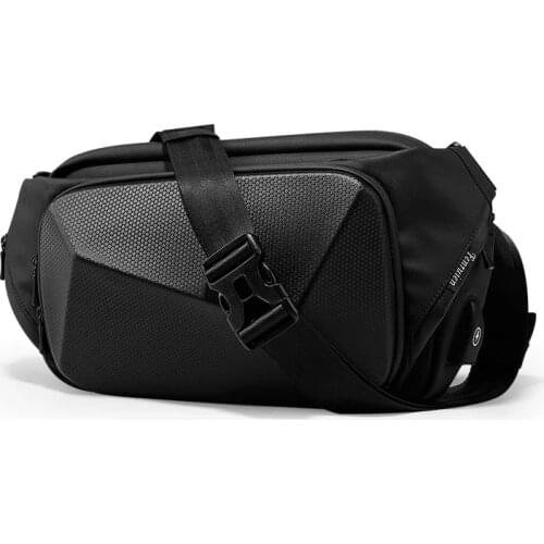 OZUKO Chest Bag Mens Hard Shell Portable Shoulder Casual Sling Crossbody Messenger Bag For Men with USB Waterproof Short Trip