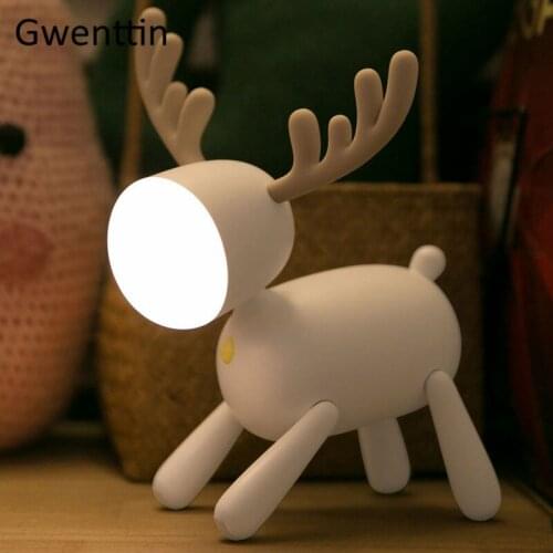 Little Deer LED Night Lamp for Bedroom Bed Lamp Dimming USB Charge Luminaire Baby Kids Night Lights Desk Lamps Childrens Gift
