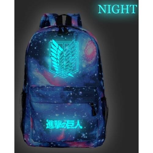 Attack on Titan Luminous Backpack Men Women Traveling Bag Laptop Backpack Boys Girls Daily School Bag Attack on Titan Mochila