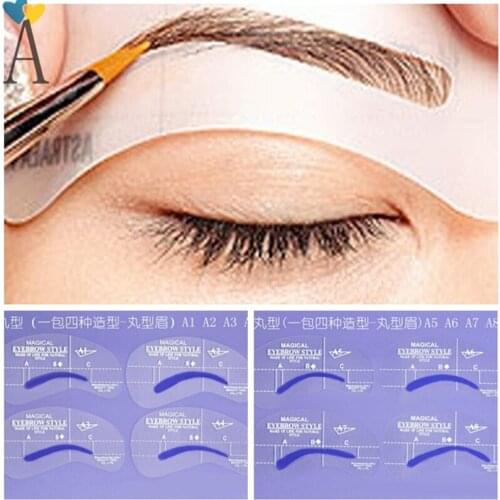 8pcs/lot A Styles Brow Painted Eyebrow Pencil Stencils Model Template Stencil for Eye Eyebrow Makeup