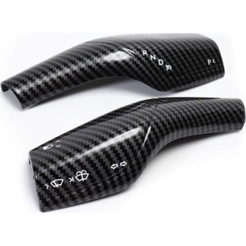 For Tesla Model 3 Black Carbon Fiber Patch Decoration Steering Wheel Steering Lever Model Y Wiper Controller ABS Plastic 1 Pair