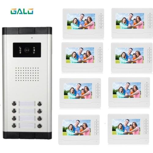 Video intercom 7 inch memory video doorphone apartment building intercom system with 2 rooms