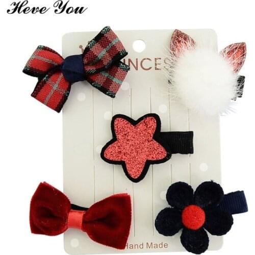 Heve You 5Pcs/Lot Handmade Pet Hair Clips Christmas Dog Acessories for Dog Grooming Bows Princess Pet Accessories Cat Hairpin
