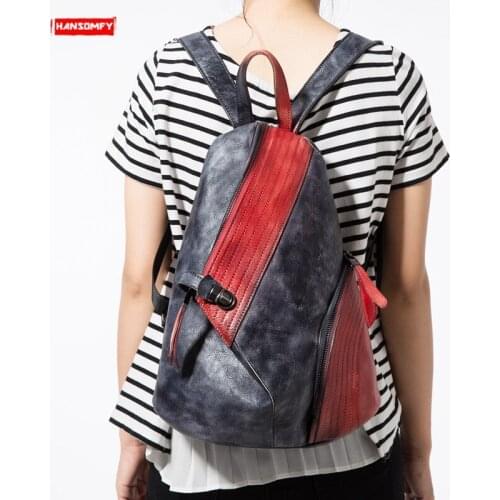 2020 Genuine Leather Women Backpacks Female Shoulder Bag Lock Backpack Retro Craft Fashion Soft First Layer Leather Trend Ladies