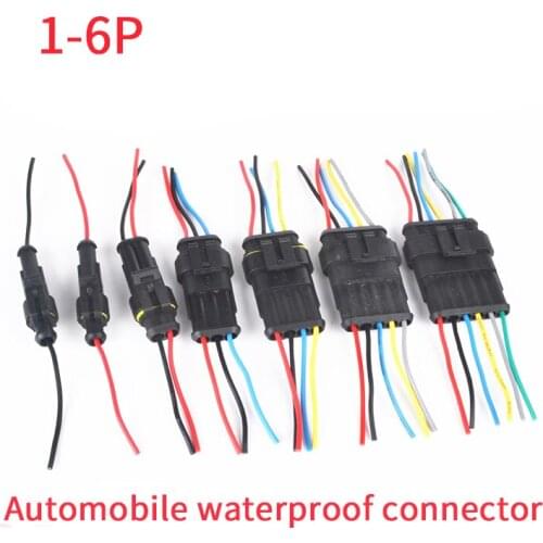 1set AMP 1P 2P 3P 4P 5P 6P way electric connector waterproof female male connector with wiring for motor car led female conector