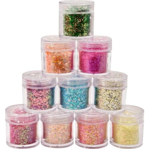 1Box Nail Mylar Flake Glitter Mixed Size Flake Dust Hexagon Sequins Broken Chunky Loose Flakes DIY Naisl Art Glitter Decor Flake