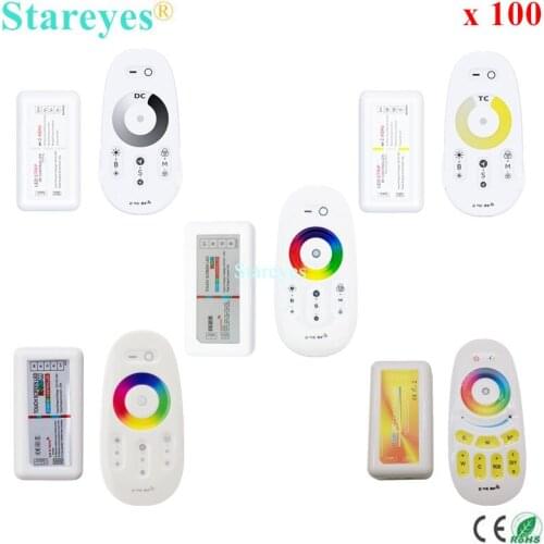 100 Pcs 2.4G RF Remote Controller Touch Screen Control Single color dimmer CCT RGB RGBW RGBCCT LED strip Wireless receiver