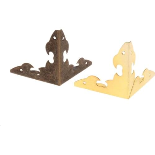 12Pcs/lot Metal Corners Brackets Wooden Box Feet Protector 30mm Antique Bronze/Gold Decorative furniture fittings with screws