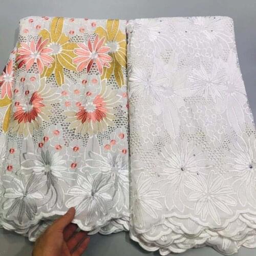 2.5+2.5yards African Dry Lace Fabric High Quality 100%Cotton Lace French Lace Fabric With Stones Swiss Voile Lace In Switzerland