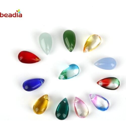 20Pcs 14x8mm Multicolor Czech Water Droplet Glass Beads DIY Waterdrop Bead Charm Bracelet Earrings Clothing Accessories Lampwork