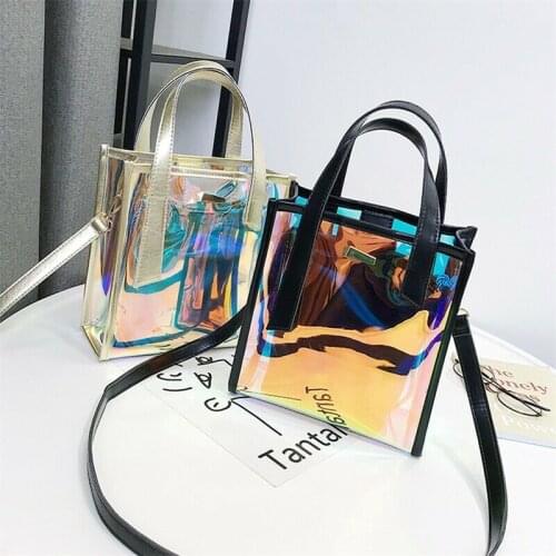 2021 Hot Hologram Transparent Shoulder Bag Clear Laser Handbag Holographic Purse Women