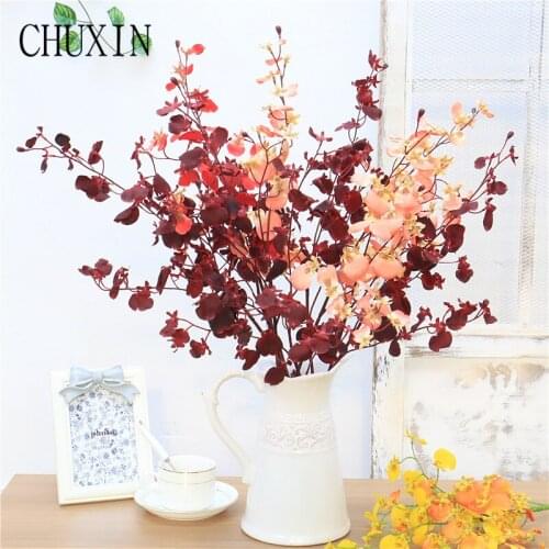 80cm Single branch 4 fork dynamic peacock Dancing orchid artificial flower wedding Scene layout home decoration photography Prop
