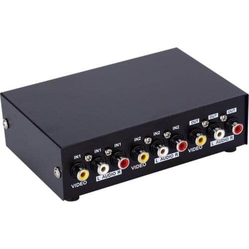 AV Switch RCA switch 2 Input 1 Output Audio Video Selector for 2 Media Players DVDs TV Boxes Share 1 TV MT-231AV