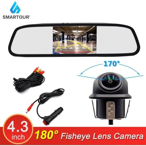 4.3 Inch LCD Screen Car Rearview Mirror Monitor HD 800*480 Reversing Parking With Universal 170° Fisheye Track Rear View Camera