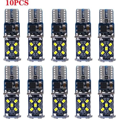 10PCS DC 9-28V Canbus W5W Car Light Clearance T10 2016 15SMD LED No error Bulbs trunk signal 194 White Ice Blue Red Amber Pink