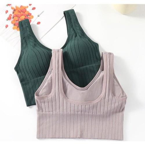 Seamless Wireless Bra Women Padded Sports Tube Top Crop Top U-Shaped Back Breathable Simple Bralette Lingerie
