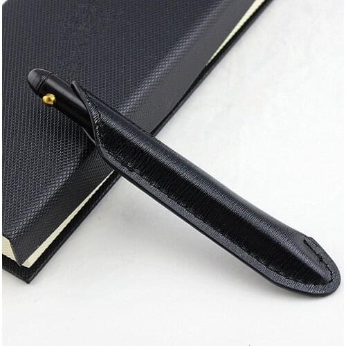 High quality Wood manufacturing and metal luxury leather pencil case ballpoint pen for Student School Office Supplies Stationery