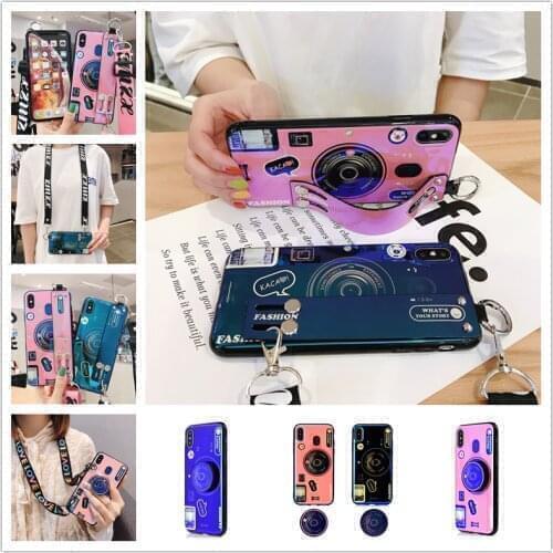 For Xiaomi 8 9 A2 A3 10 Pro lite T X Poco M3 X3 X2 Note 10 lite K30 Blu-ray Camera TPU Wrist Holder Strap Lanyard Phone Case