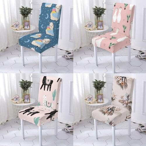 Spandex Stretch Cartoon Dining Chair Non-Slip Chair Cover Detachable Anti-Dirty Kitchen Seat Covers Stretch Banquet Chair Cover