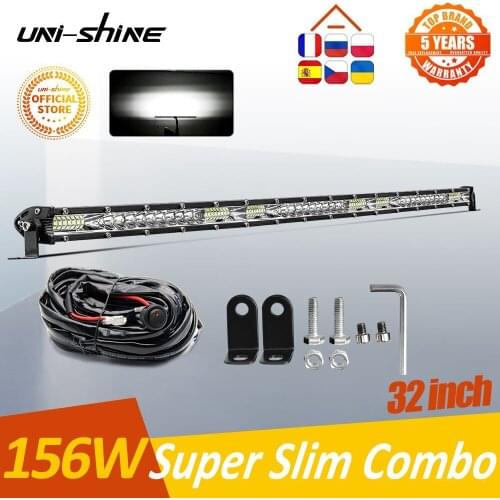 UNI-SHINE Single Row 32" 156W LED Light Bar Spot Flood Combo Offroad Led Bar LED Work Light for Car Tractor Boat 4x4 Truck SUV