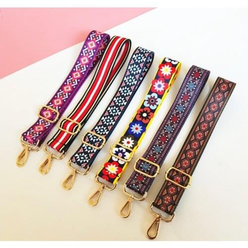 HJKL ethnic style pattern strap can be adjusted long shoulder strap and versatile garment strap can be widened and relieved gift