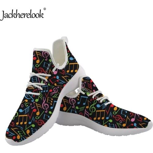 Jackherelook Colorful Music Notes Pattern Lightweight Knit Sneaker Women Flat Female Shoes Summer/Spring Mesh Ladies Shoe Mujur