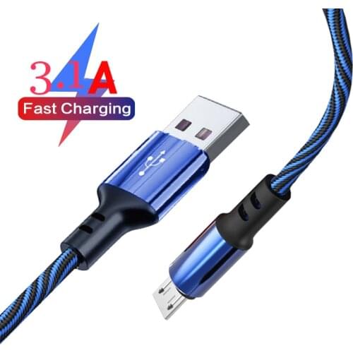 Micro USB Cable 1M 2M 0.5M 3A Fast Charge Microusb Data Cord For Samsung Huawei Xiaomi Andorid usb Charging Mobile Phone Cables