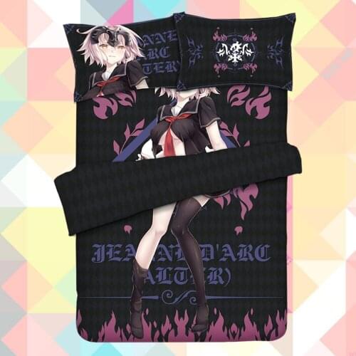 Anime Cartoon Black Joan of Arc Alter Quilt Cover Bedding Set With Pillow Cases Bed Sheet Duvet Cover Set 4pc CP180008