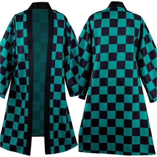 Demon Slayer Kamado Tanjirou Cosplay Costumes Halloween Carnival Suit with Earrings Belt