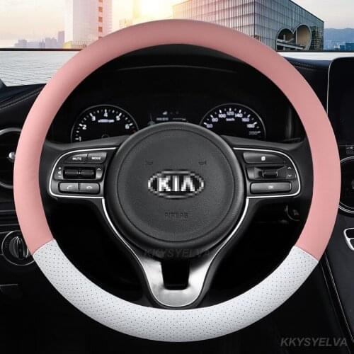 Microfiber Leather Sport Car Steering Wheel Cover for Kia Rio 2 3 4 K2 K3 K4 K5 K3S KX1 KX3 KX5 KX7 Rio Soul Auto Accessories