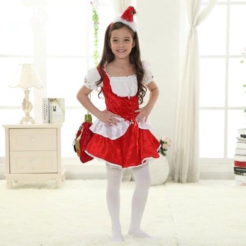 Red christmas dress for girls funny christmas costumes for kids girls christmas apparel christmas performance new year gift