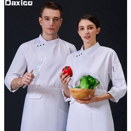 Custom Logo Chef Jacket Long Sleeve Chef Uniform Kitchen Workwear Hotel Food Service Kitchen Overalls Restuarant Waiter Tops