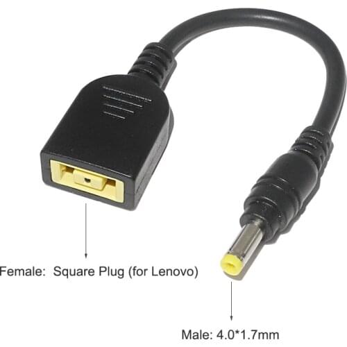 Dc Square USB Plug Female to 4.0*1.7mm Male Power Adapter Converter Connector Cable Cord for Lenovo YOGA 310 510 520 710 Laptop
