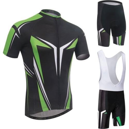 Summer Cycling Short-Sleeved Sportwears Suit Breathable Mountain Bike Clothes Sportwear Outdoor Sports Running Riding Suit Green