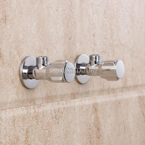 Hot 2PCS Water Control Valve Faucet Angle Valve Brass Diverter Toilet Valve control Accessories Solid Brass Chrome Plated