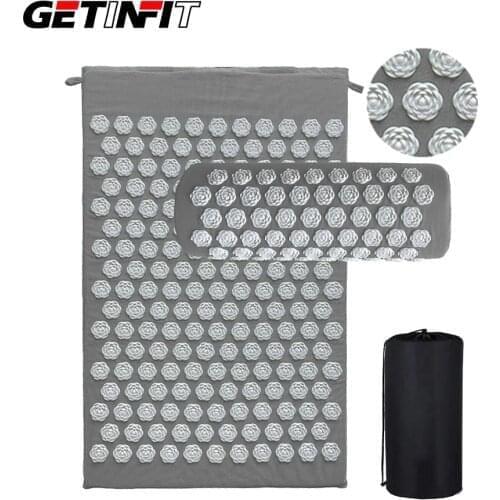 Getinfit Lotus Shape Acupuncture Mat Massager Cushion Massage Mat +Pillow Relieve Stress Relax Acupuncture Mat