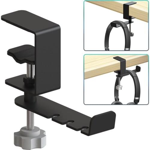360-degree Rotating Metal Headset Hook Hanger Bracket Adjustable Height Headphone Holder