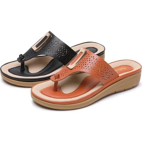 Fashion metal button Casual Beach Women Slipper Sandals New Shoes Ladies Summer Home Flat Cozy Flip-Flops Shoes Female qq987