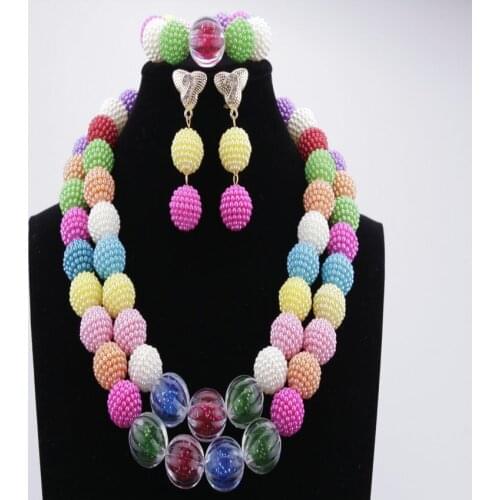 Colorful Balls African Jewelry Set Of Beads Nigerian Wedding Bridal Beads Christmas Costume jewellery set For Women 2018