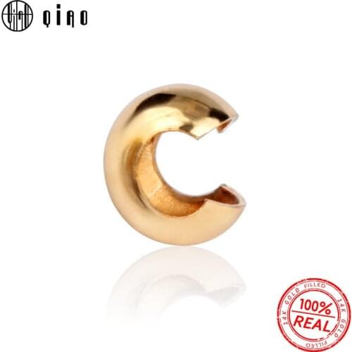 NEW 14K gold Filled Crimp Covers 14K gold filled Clasps Wrapped Cord Buckle Connectors Fit bracelet necklace For Jewelry Making