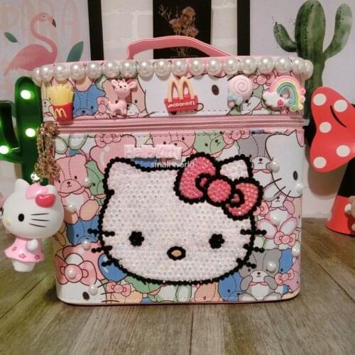 Cartoon jewelry storage organizer portable double leather waterproof large capacity Cosmetic admission package makeup storage