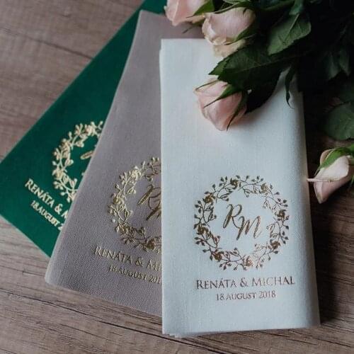 Personalized any language name color logo Rustic napkins Customized Wedding birthday party Baby shower Paper napkins