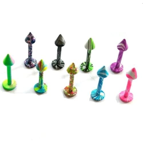 Body Piercing Jewelry New Color 16G Stainless Steel Lip Piercing Labret Rings with Cones Mix 100pcs Wholesale
